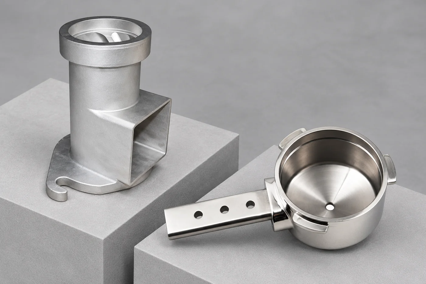Aluminum support-cup and mounting-body references presented separately
