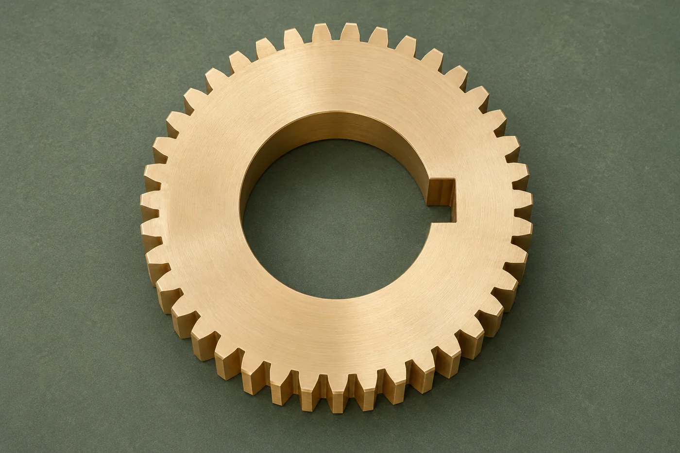 Complete copper-alloy gear ring viewed from above