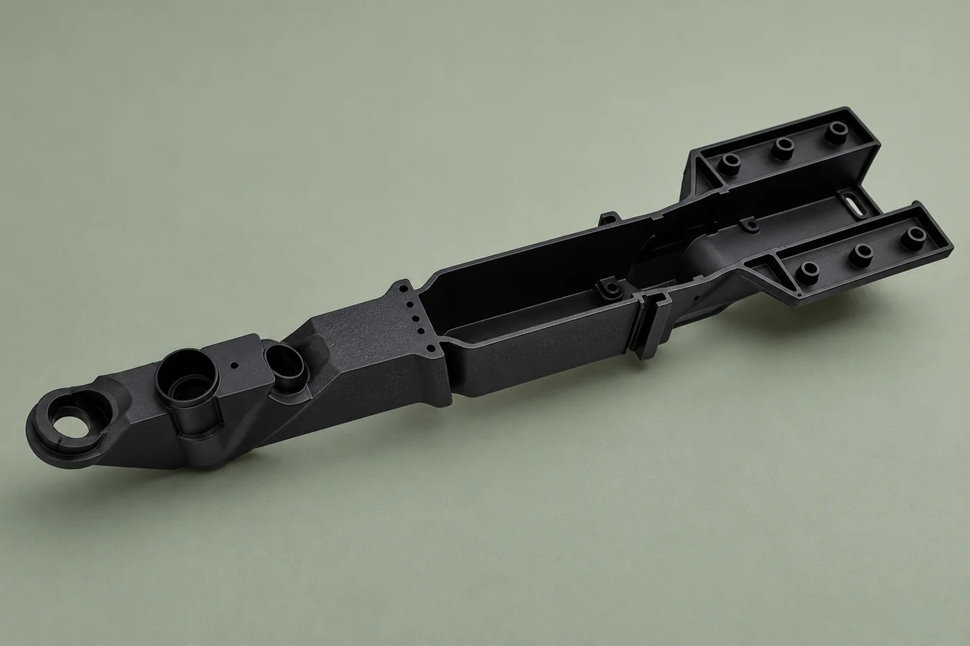 Complete black prototype viewed from its opposite side