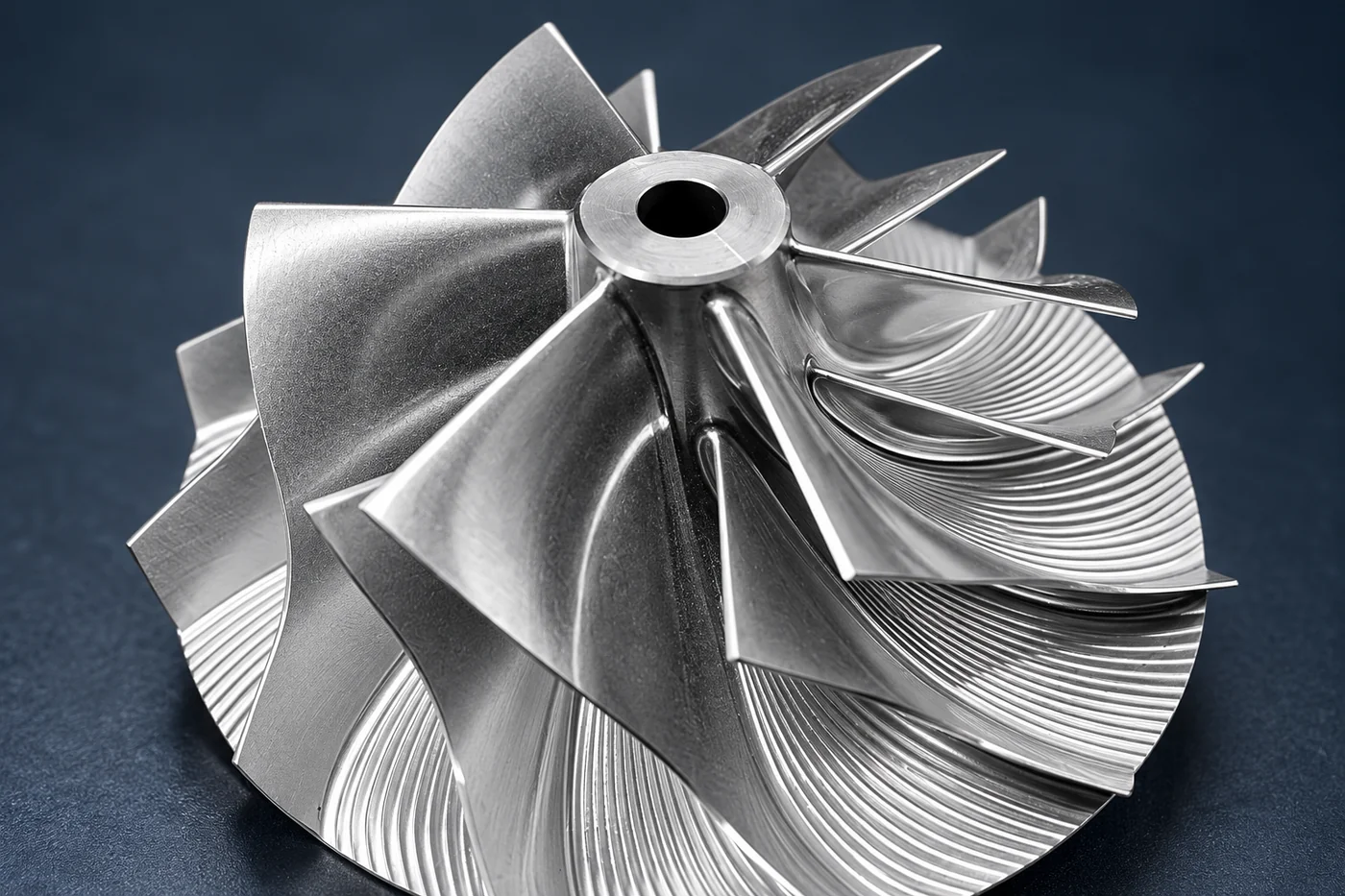 Detail of an industrial impeller blade-to-hub transition