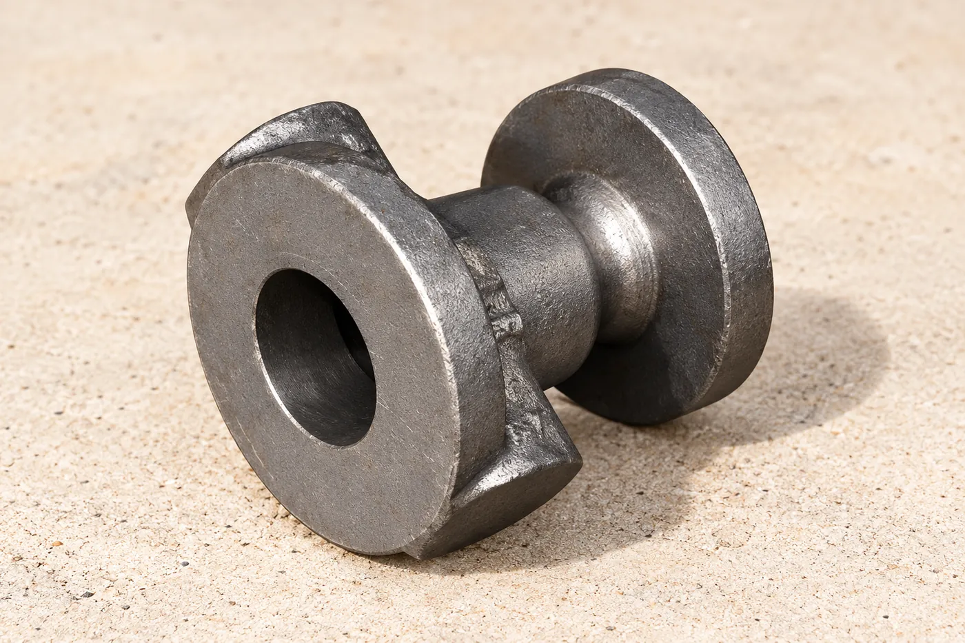 Short flanged cast-pipe reference with a curved body