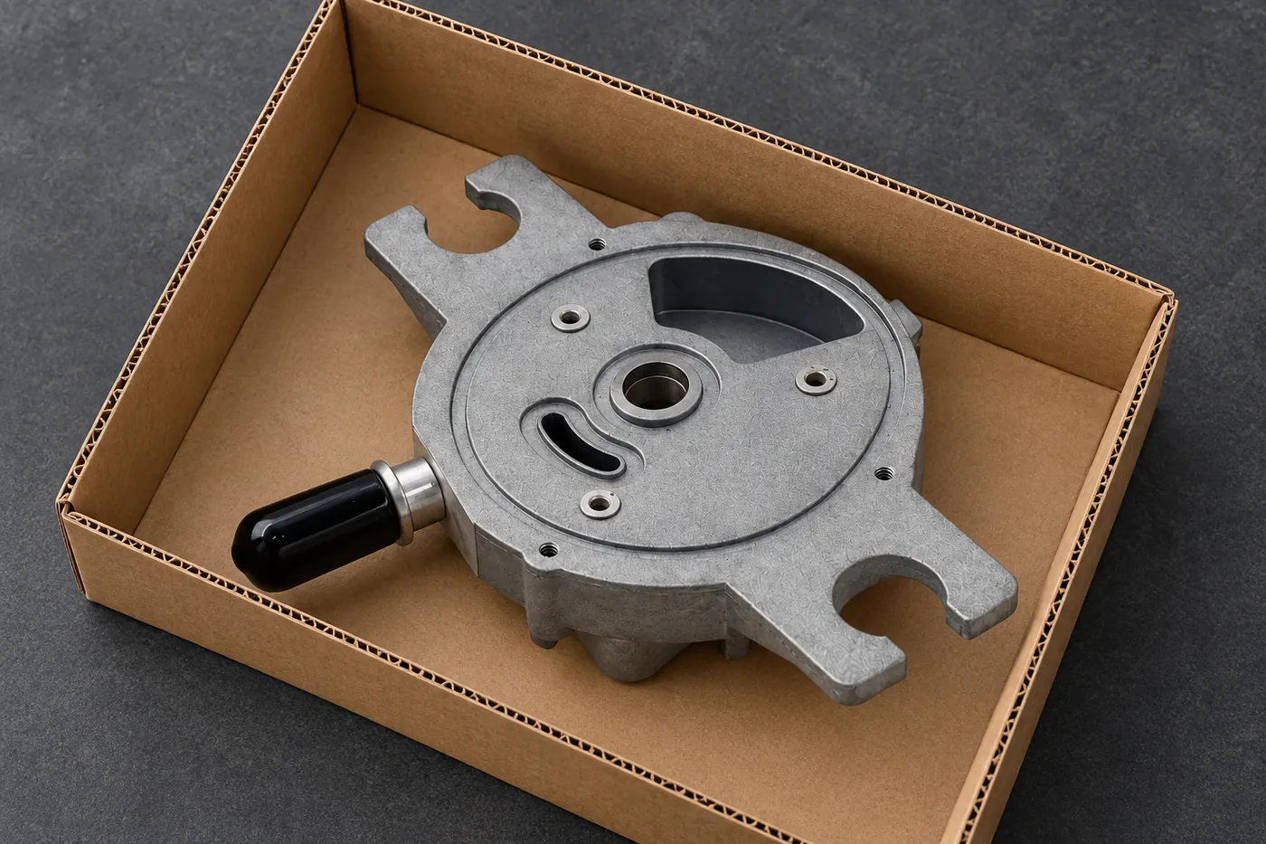 Cast housing reference positioned with plain protective packing material