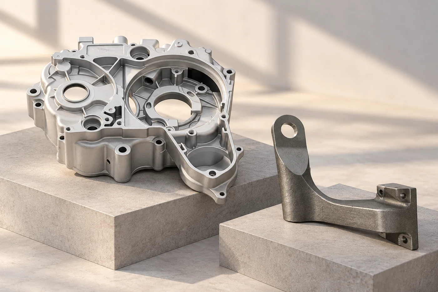 Aluminum housing and steel mounting bracket presented as component references