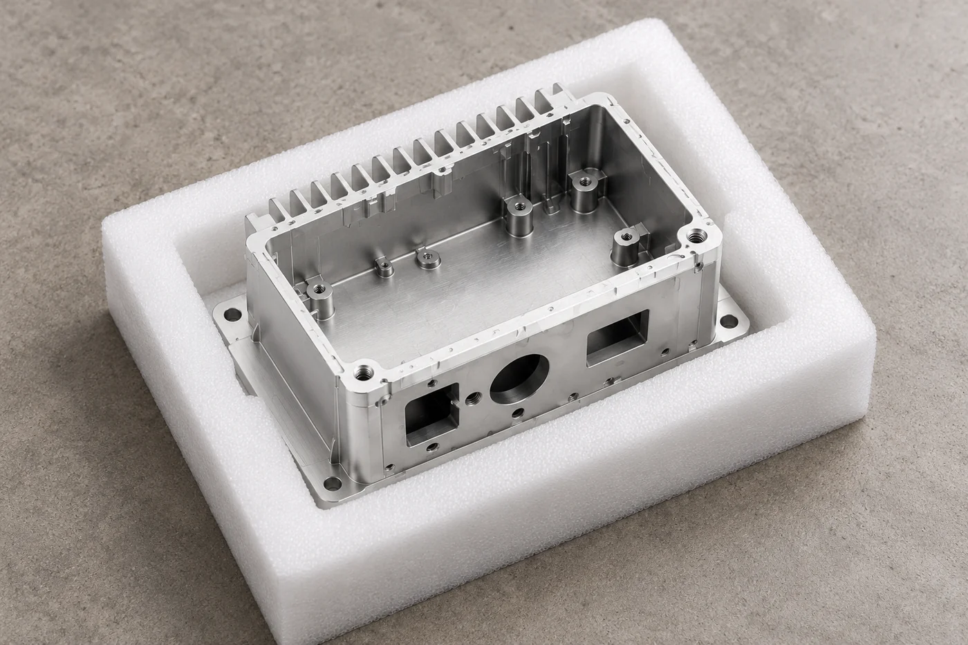 Aluminum housing protected in a plain separated sample tray