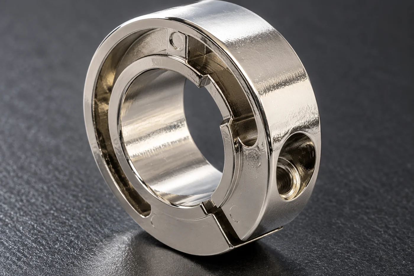 Close detail of a ring opening and shoulder transition