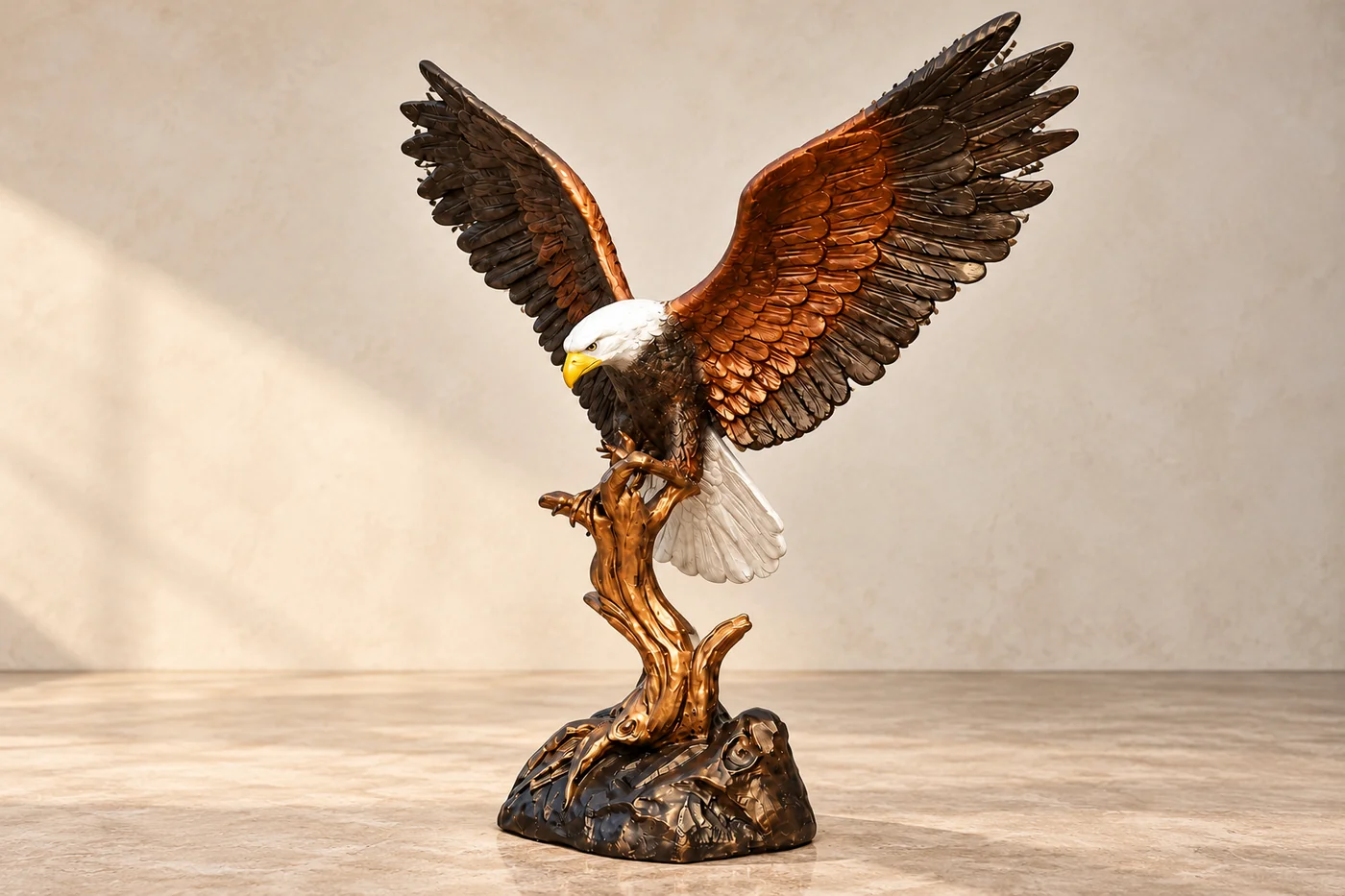 Bronze eagle sculpture reference against a neutral studio background