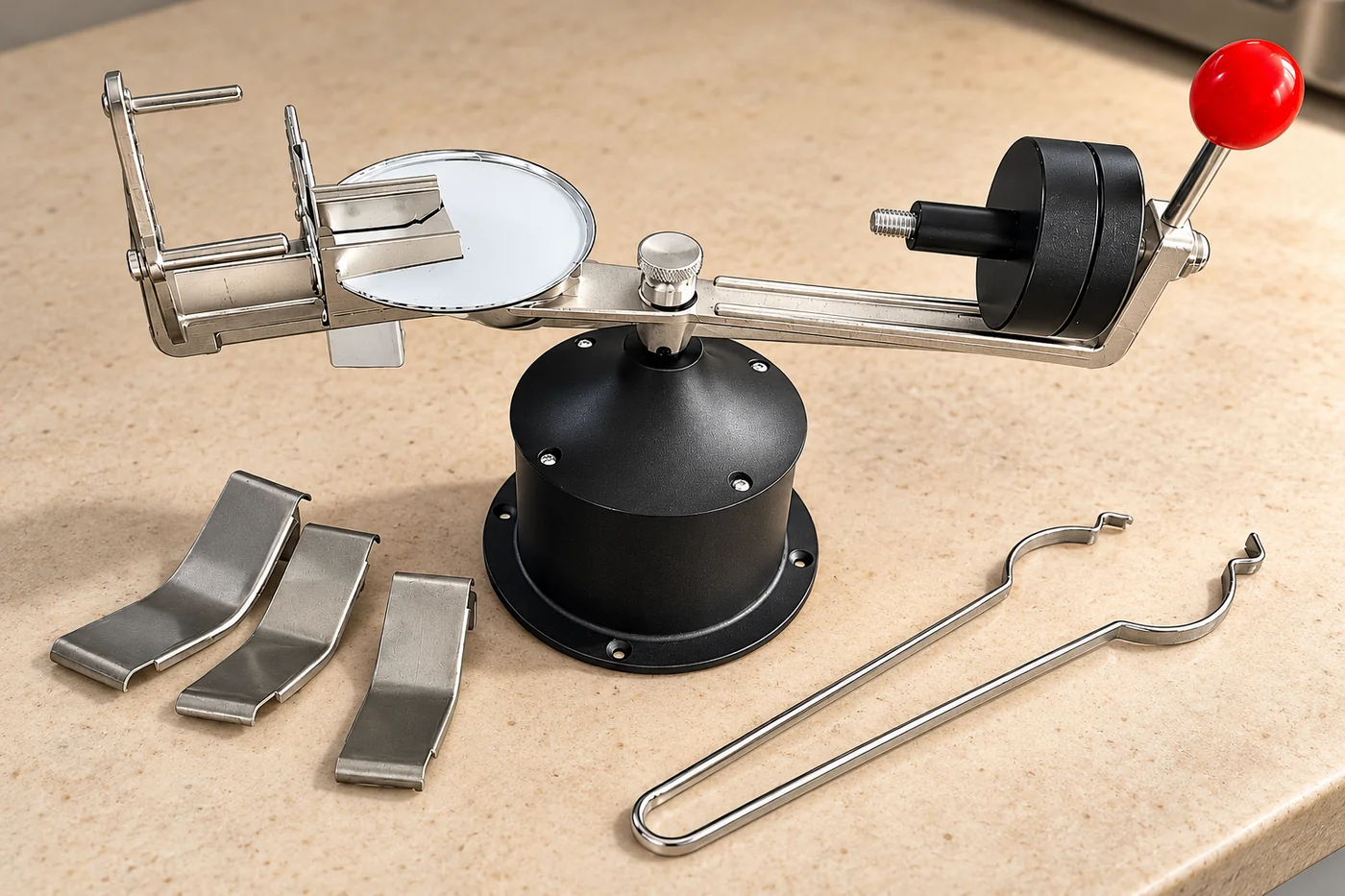 Complete centrifugal casting apparatus seen from a different studio angle