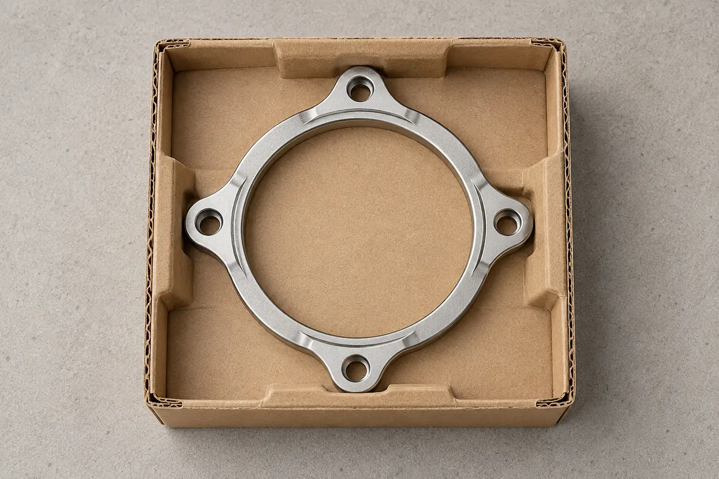 Circular flange reference protected in a plain corrugated tray