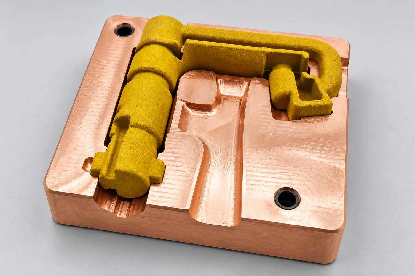 Gravity-casting mould reference with a faucet-body-shaped cavity