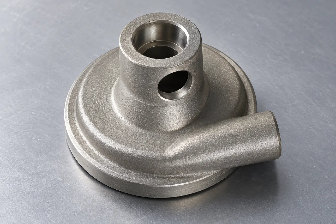 Cast mounting component with clearly visible fastening interfaces
