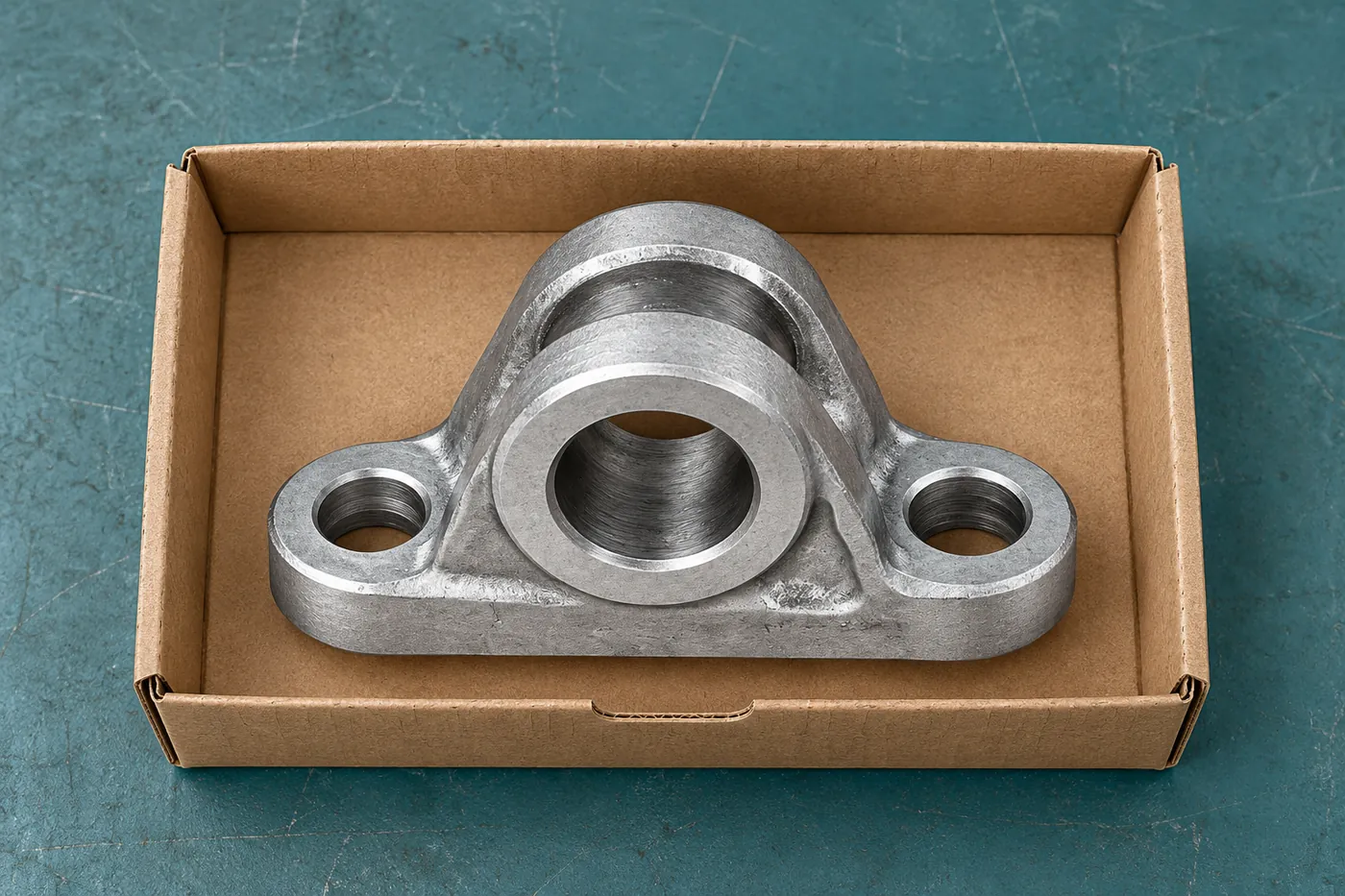 Steel component protected in a plain open sample tray