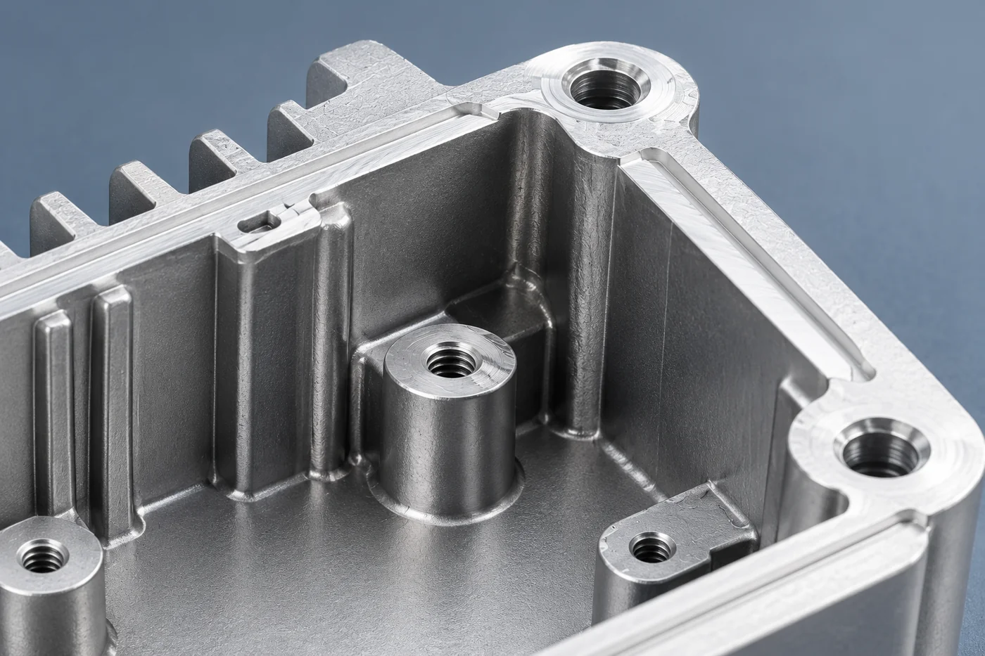 Close detail of a mounting boss and housing rim