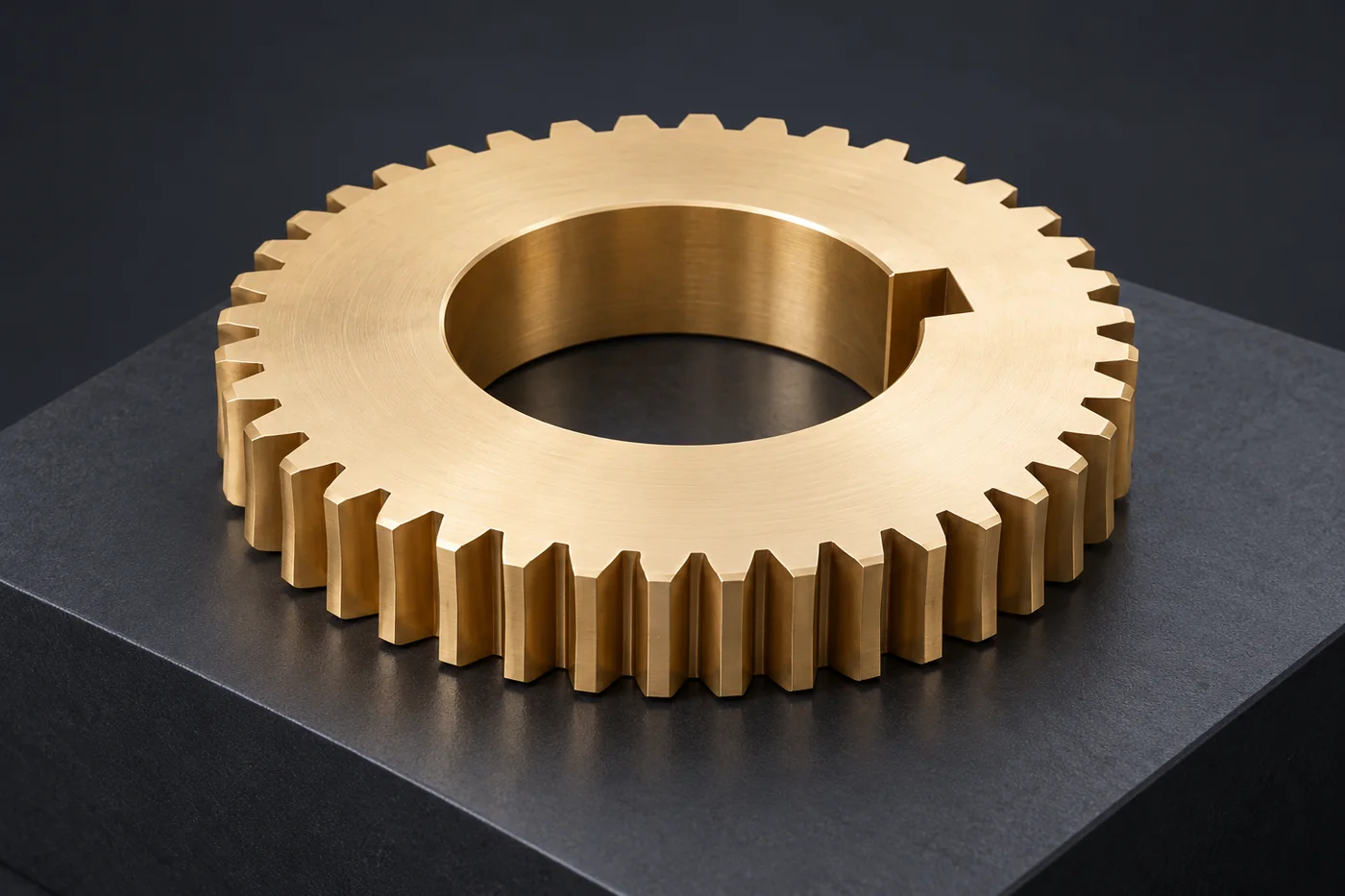 Copper-alloy gear-ring reference with visible teeth and a central opening