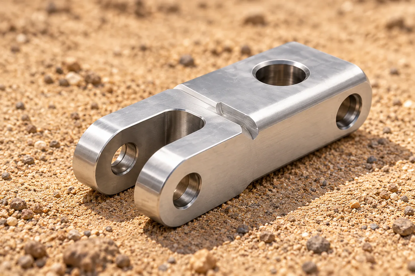 Complete fork-ended stainless link on a neutral surface