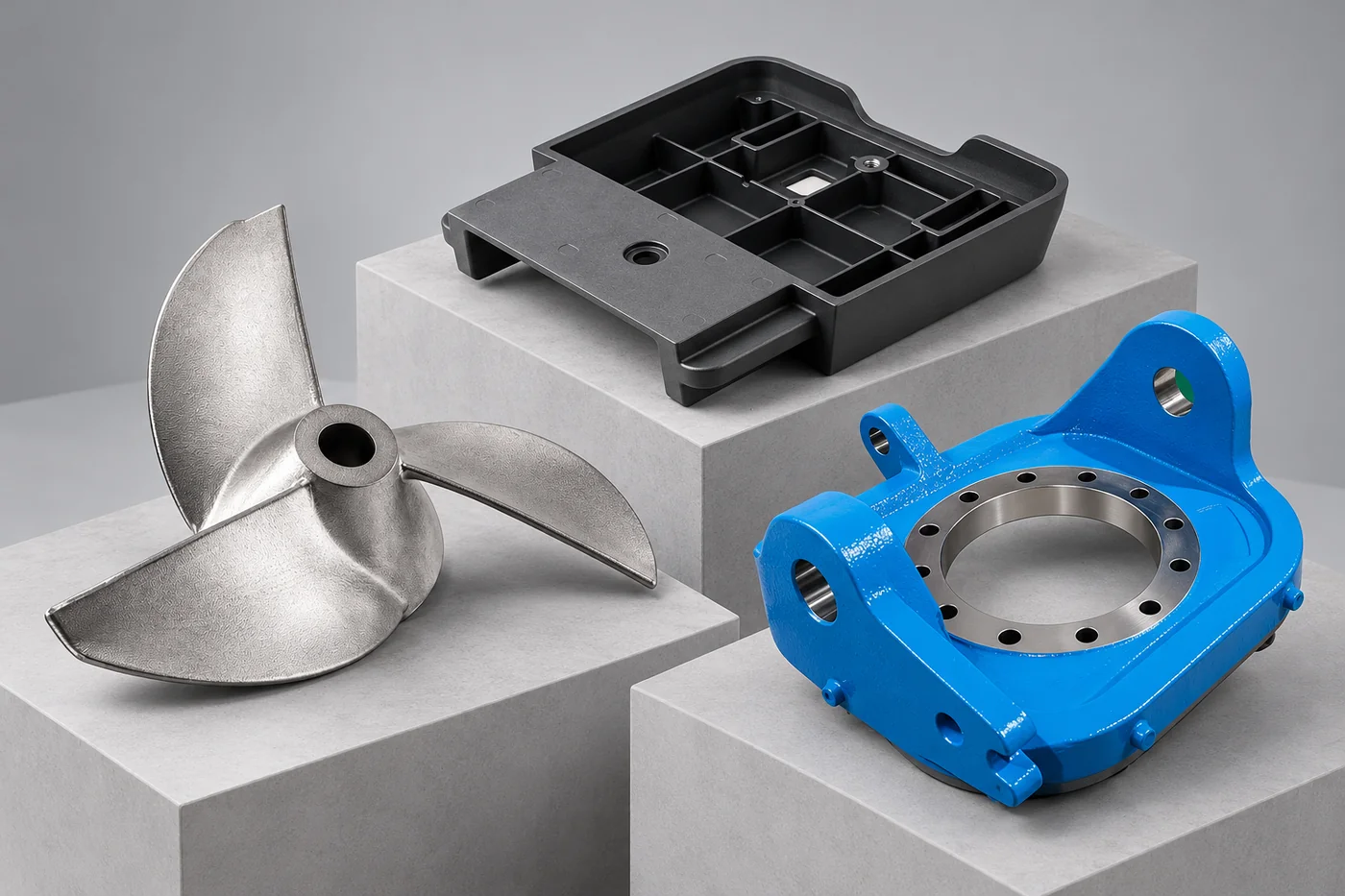 Stainless impeller, aluminum housing and cast mounting-part references